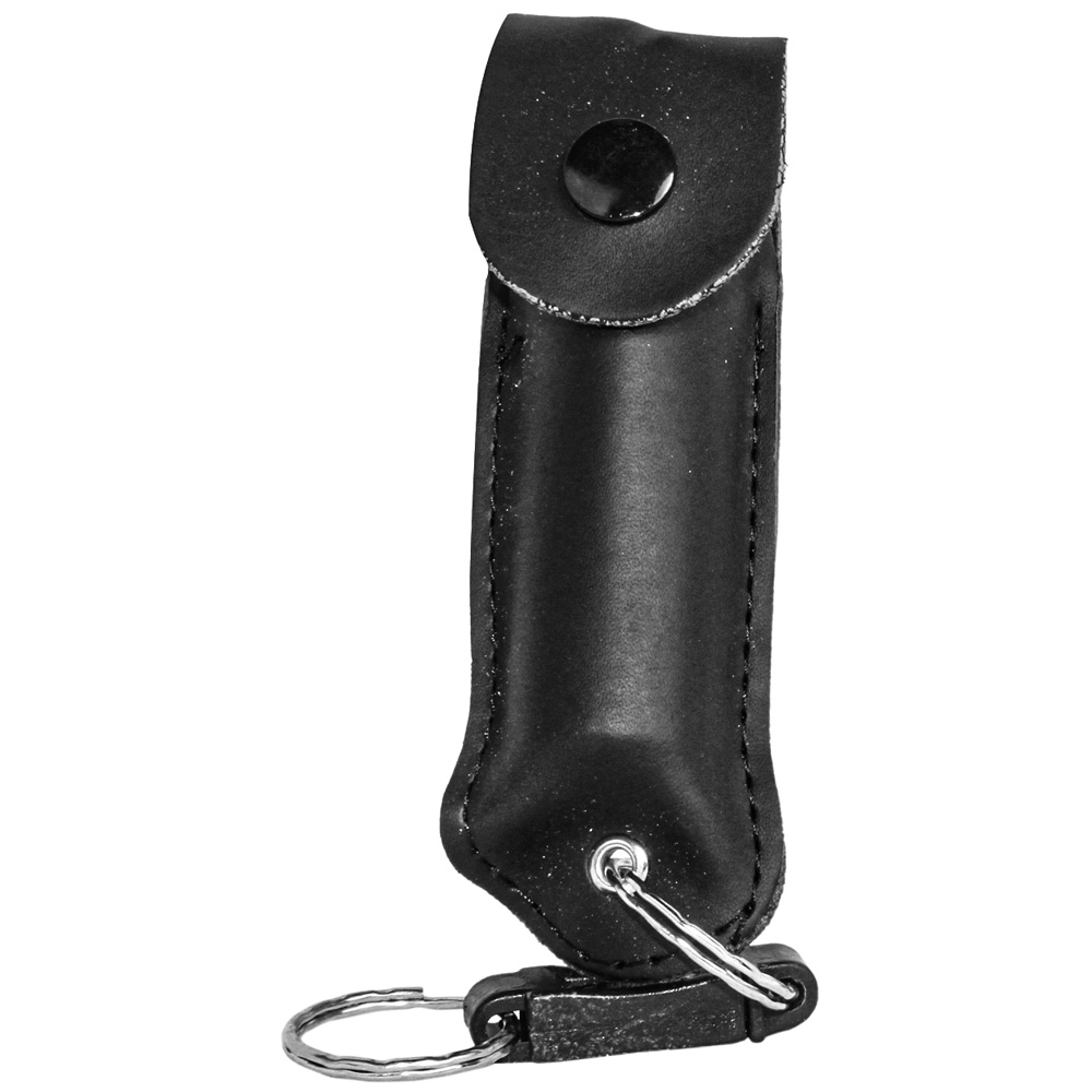 Pepper Shot 1.2% MC 1/2 oz pepper spray leatherette holster and quick release keychain black view 3